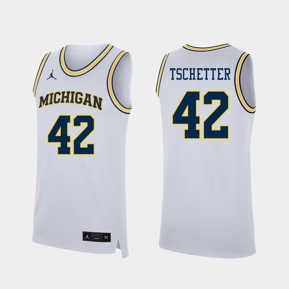 Men #42 Will Tschetter Michigan Wolverines College Basketball Jerseys Sale-White - Click Image to Close